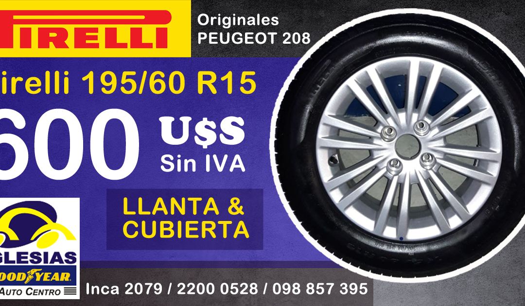 Llanta y cubierta Pirelli 195/60 R15 – Peugeot 208